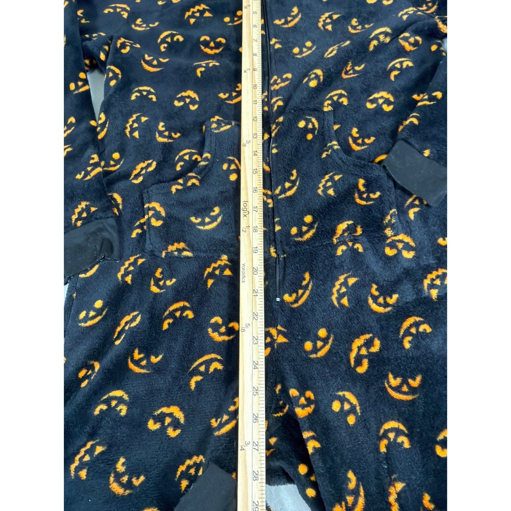 Pillow Talk Womens Halloween Pumpkin Fleece Hooded One Piece Pajamas Large 0899 - Picture 3 of 9